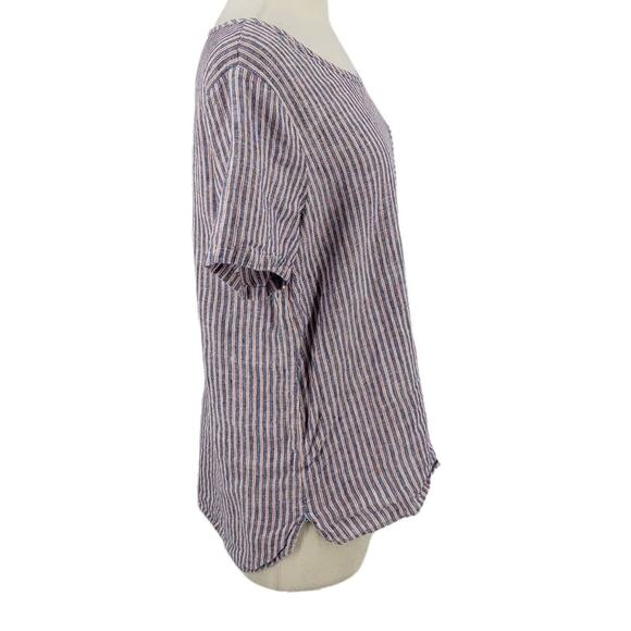 Nicole Miller Linen Top Red & Blue Stripe Size Medium - Picture 5 of 5